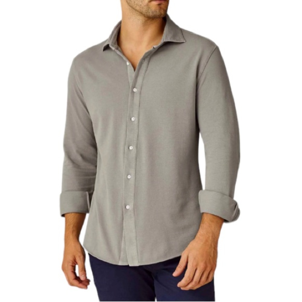 H&M men gray cotton button down dress shirt size medium